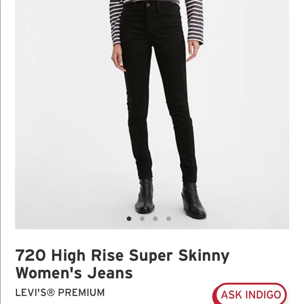 Levi 720 premium high rise skinny jeans black